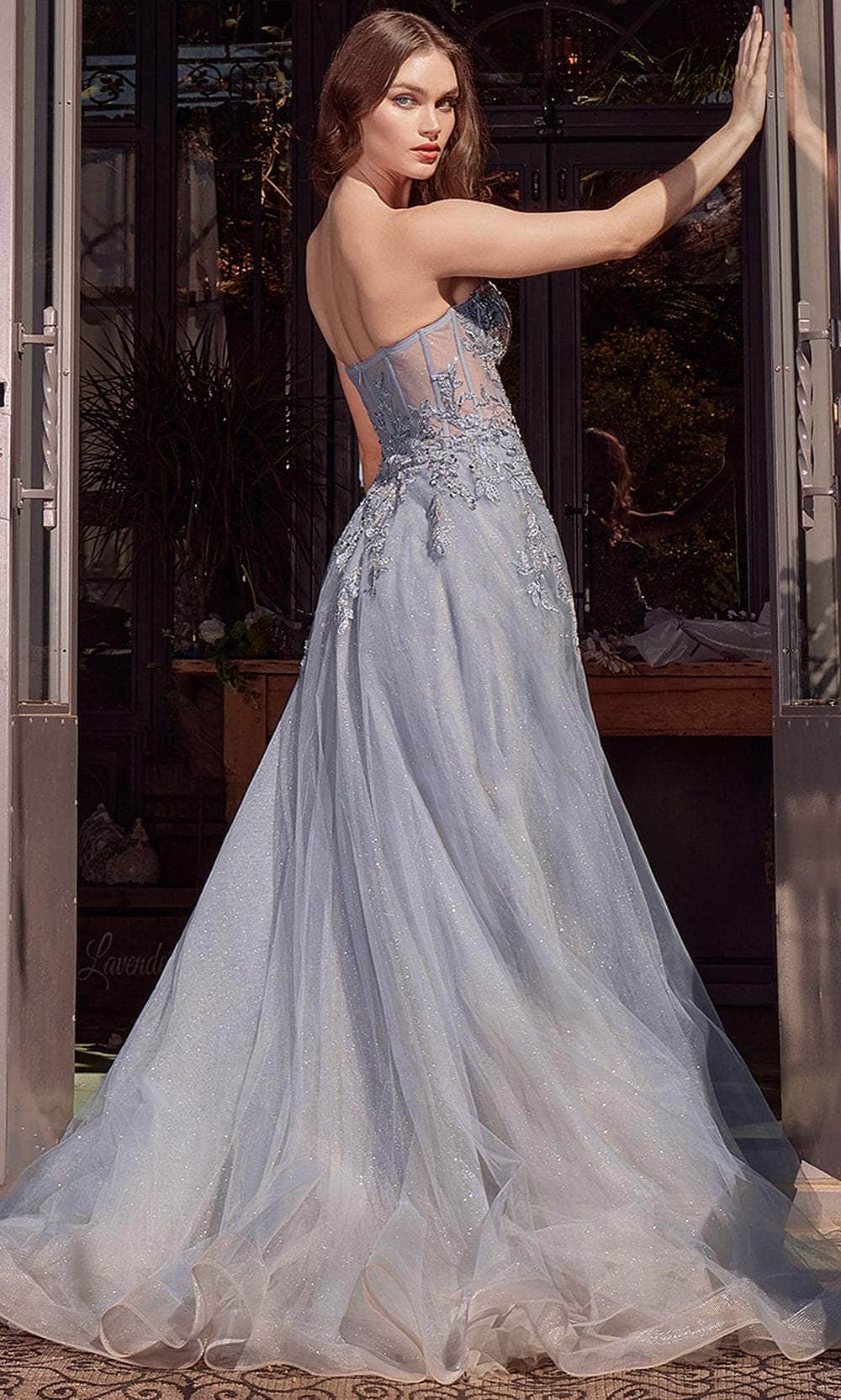 Andrea and Leo A1415 - Beaded Applique Sheer Sweetheart Ballgown - detail view