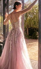 Andrea and Leo A1416 - Beaded Lace Applique A-Line Prom Gown - detail view
