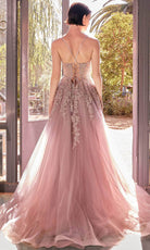 Andrea and Leo A1416 - Beaded Lace Applique A-Line Prom Gown - back view