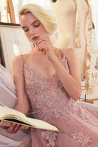 Andrea and Leo A1417 - Spaghetti Straps Embroidered Bodice Evening Gown - view 5