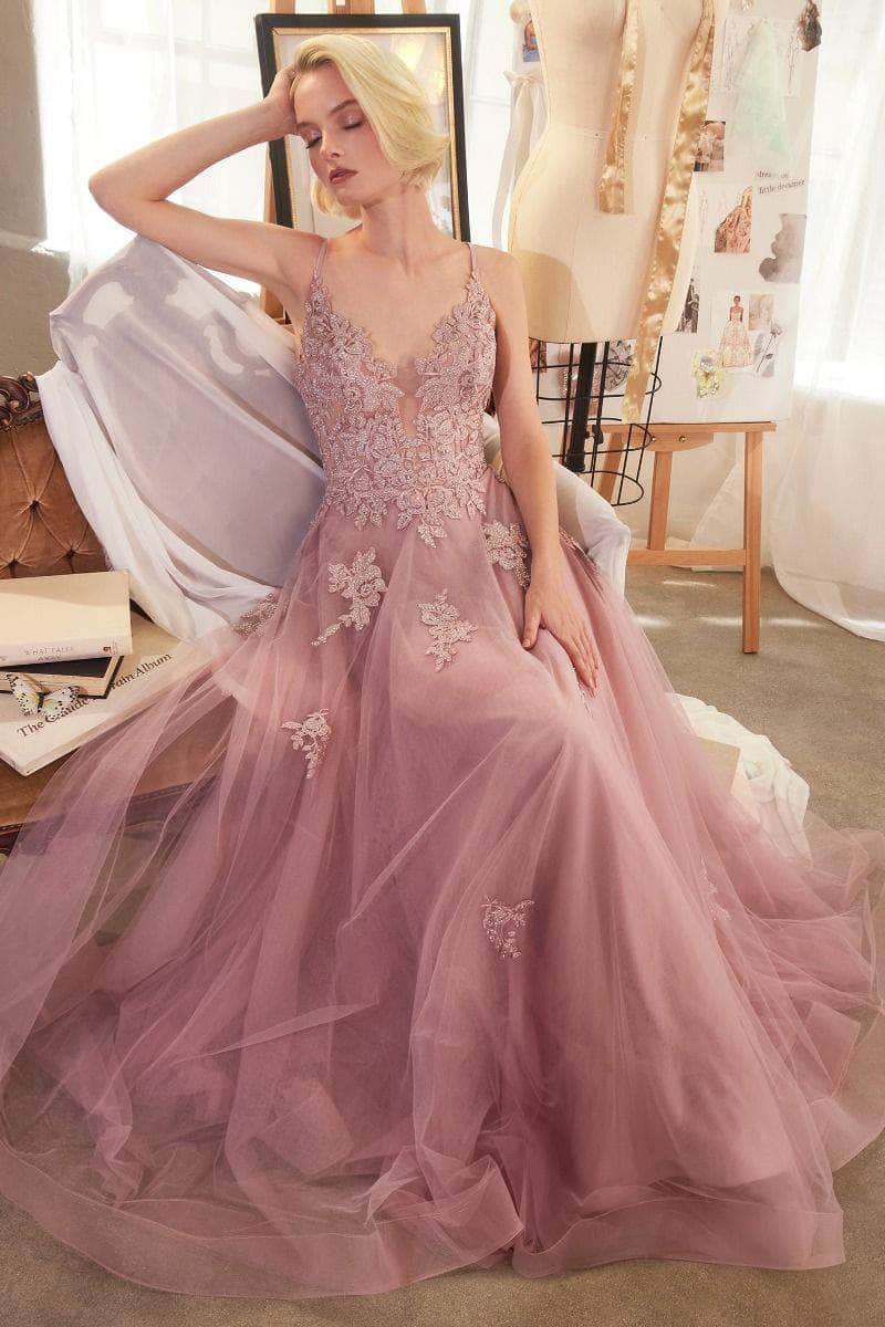 Andrea and Leo A1417 - Spaghetti Straps Embroidered Bodice Evening Gown - view 6