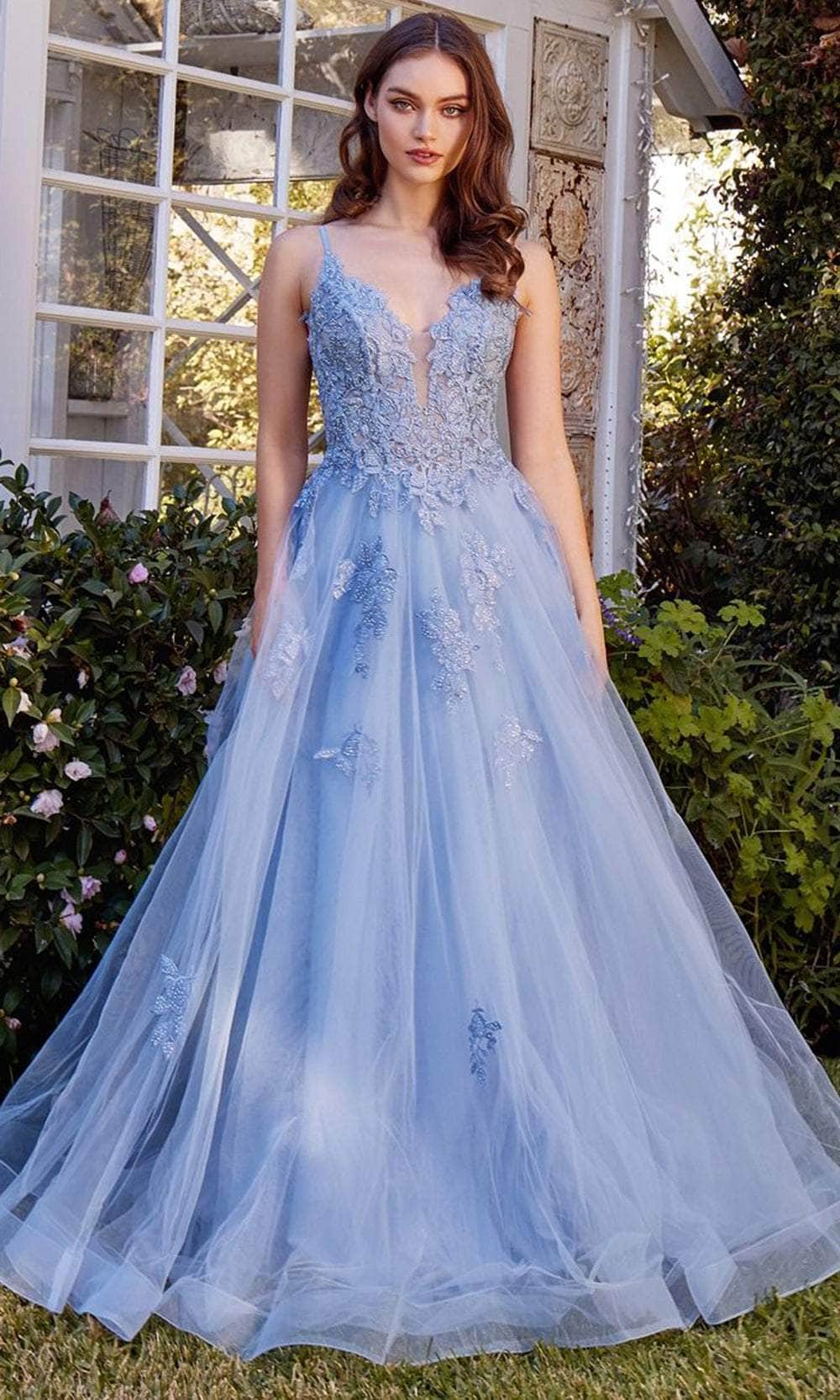 Andrea and Leo A1417 - Spaghetti Straps Embroidered Bodice Evening Gown - designer prom dress at Silhouette Dresses