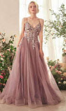 Andrea and Leo A1419 - V-Neck Beaded Applique Prom Gown - Silhouette Dresses
