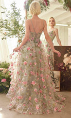 Andrea and Leo A1420 - Floral Print Ruffled A-Line Prom Gown - back view