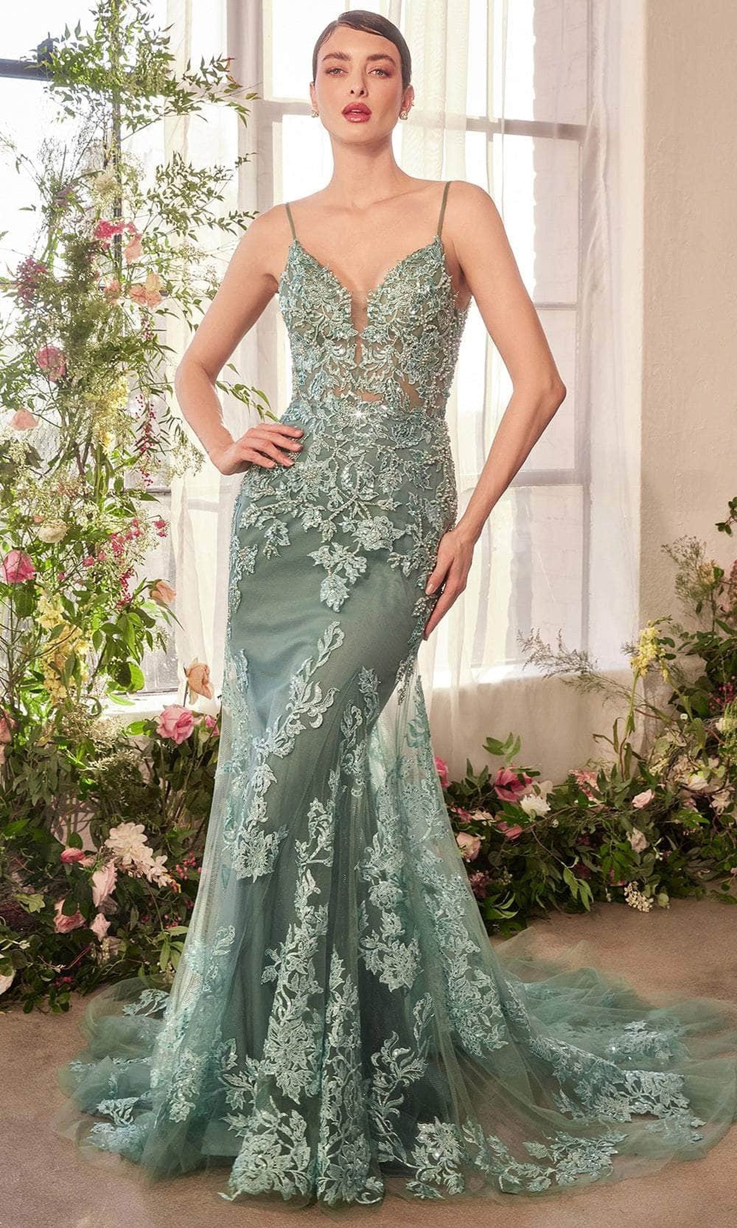 Andrea and Leo A1421 - V-Neck Beaded Embroidered Prom Gown
