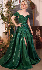 Andrea and Leo A1424 - Ruched Off Shoulder Organza Ballgown