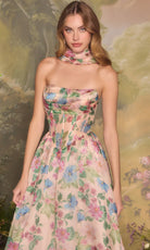Andrea and Leo A1425 - Floral Satin A-Line Evening Dress - Silhouette Dresses