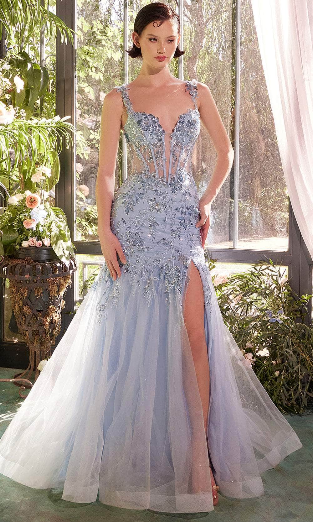 Andrea and Leo A1429 - Shimmering Floral Applique Mermaid Evening Gown - designer prom dress at Silhouette Dresses