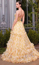 Andrea and Leo A1430 - Deep V-Neck Floral Printed Prom Gown - back view