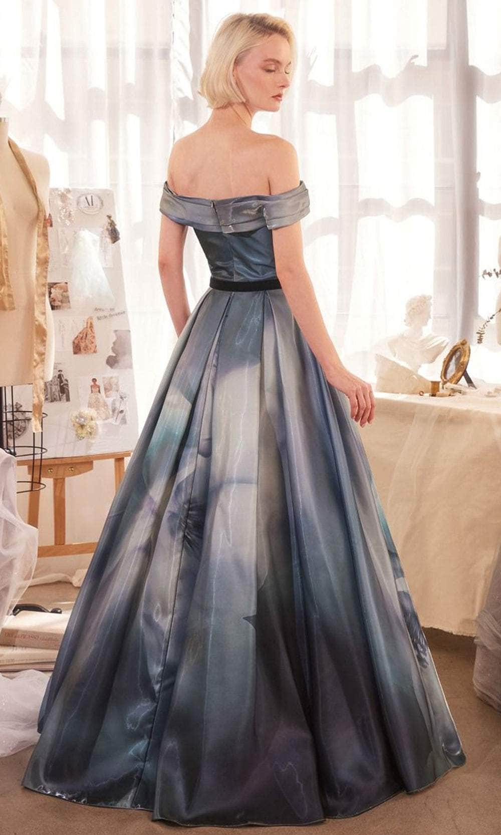 Andrea and Leo A1431 - Off Shoulder Printed Evening Gown - back view
