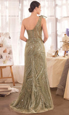 Andrea and Leo A1435 - Fan Bodice Beaded Asymmetric Neck Prom Gown - detail view
