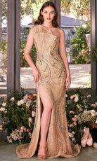 Andrea and Leo A1435 - Fan Bodice Beaded Asymmetric Neck Prom Gown - designer prom dress at Silhouette Dresses
