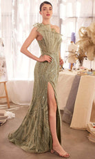 Andrea and Leo A1435 - Fan Bodice Beaded Asymmetric Neck Prom Gown - view 4