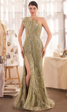 Andrea and Leo A1435 - Fan Bodice Beaded Asymmetric Neck Prom Gown - back view