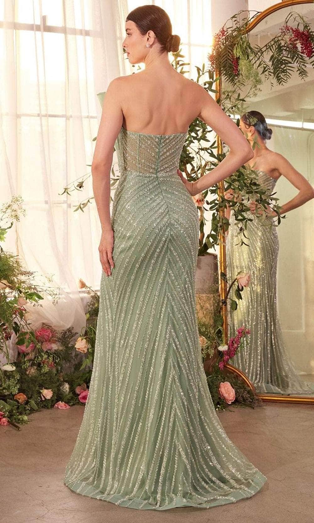 Andrea and Leo A1436 - Asymmetric Fan Bodice Evening Gown - back view
