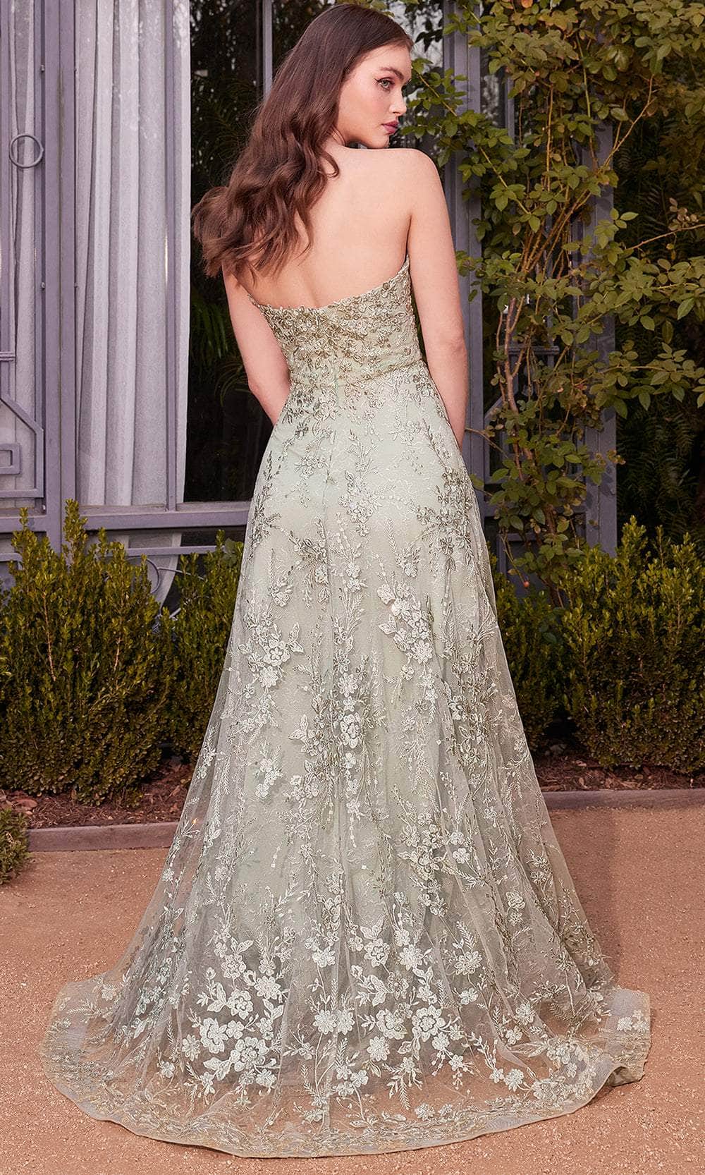 Andrea and Leo A1446 - Floral Embroidered Sweetheart Prom Gown - back view