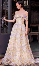 Andrea and Leo A1466 - Floral Print Off Shoulder Prom Gown
