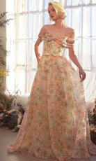 Andrea and Leo A1466 - Floral Print Off Shoulder Prom Gown - view 8