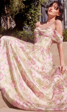 Andrea and Leo A1466 - Floral Print Off Shoulder Prom Gown - view 4
