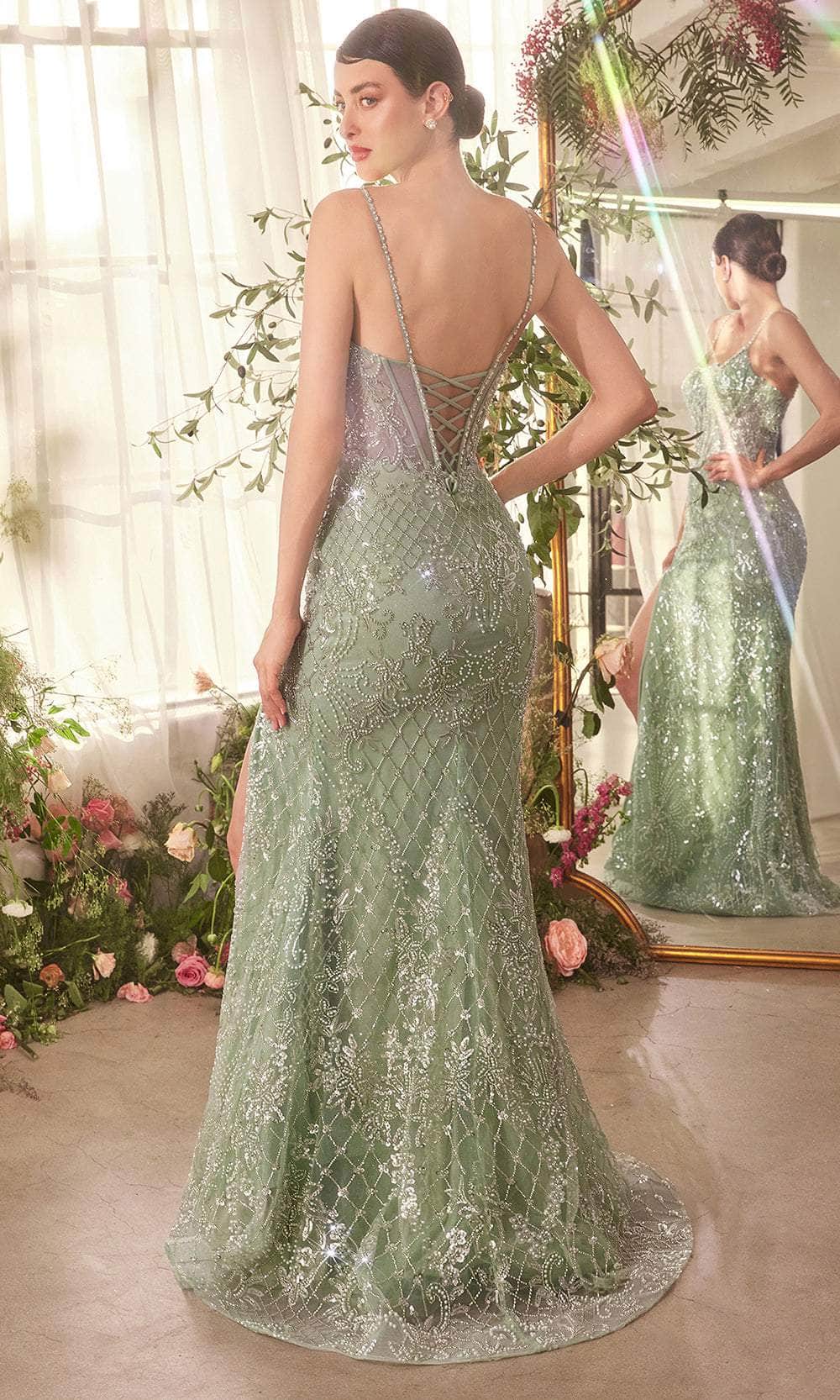 Andrea and Leo A1470 - Jeweled Bodice Spaghetti Straps Prom Gown - detail view