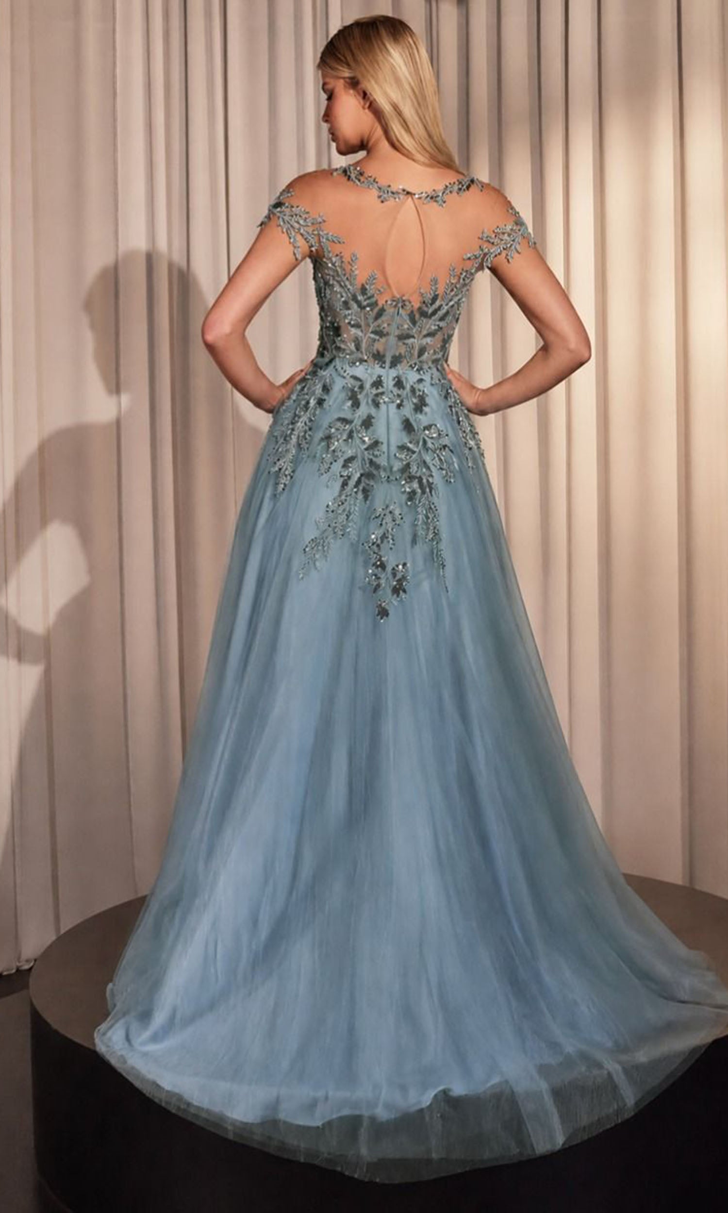 Andrea and Leo A1475 Floral Applique Cap Sleeve Dress