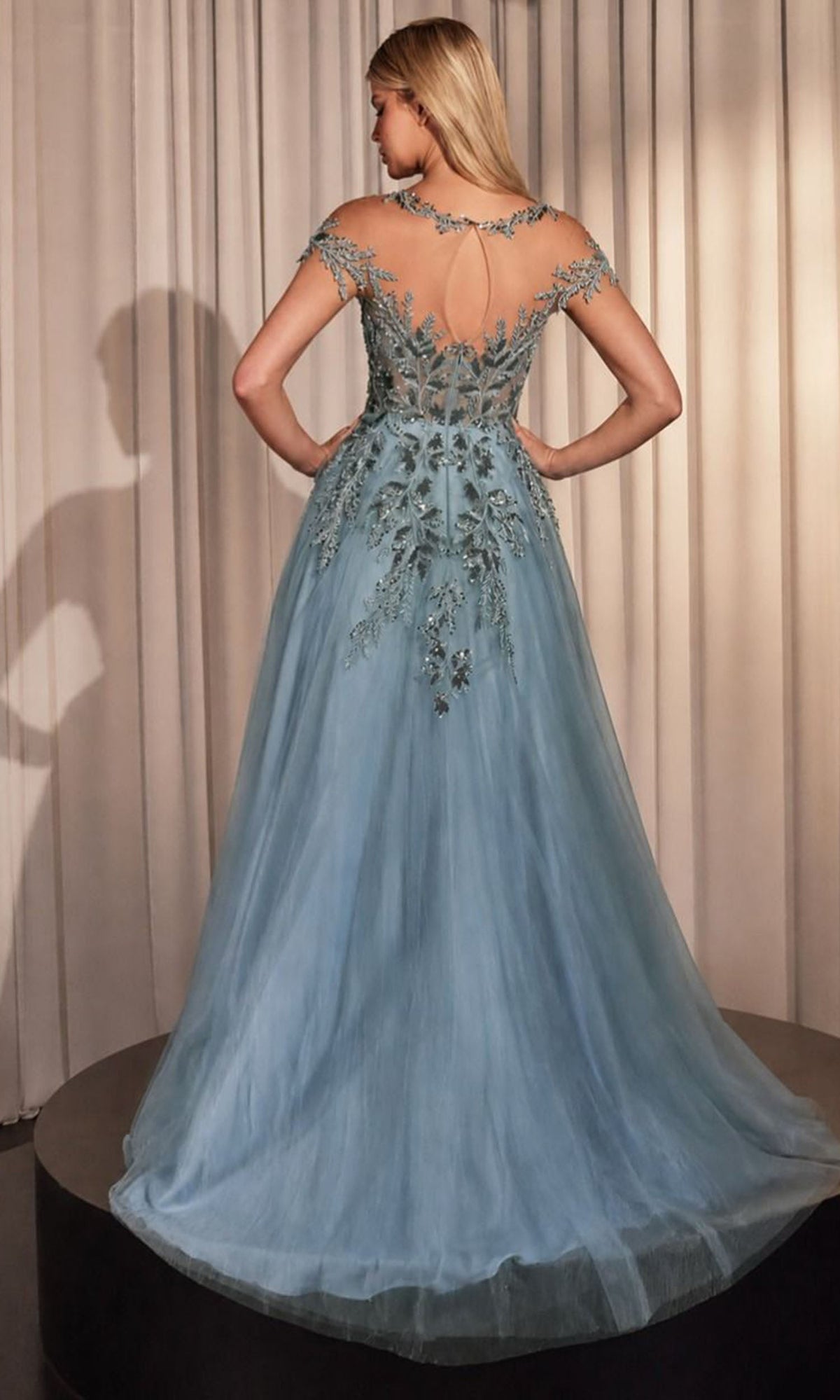 Andrea and Leo A1475 Floral Applique Cap Sleeve Dress