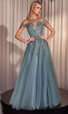Andrea and Leo A1475 Floral Applique Cap Sleeve Dress