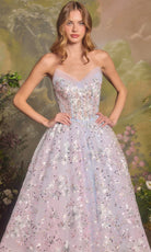 Andrea and Leo A1485 - High-Low Tea-Length Floral Prom Dress