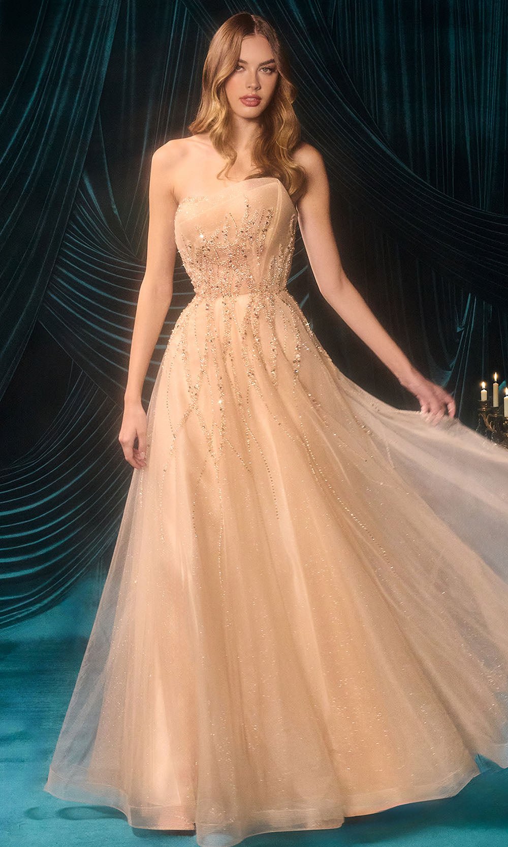 Andrea and Leo A1491 - Beaded A-Line Skirt Evening Gown - Silhouette Dresses