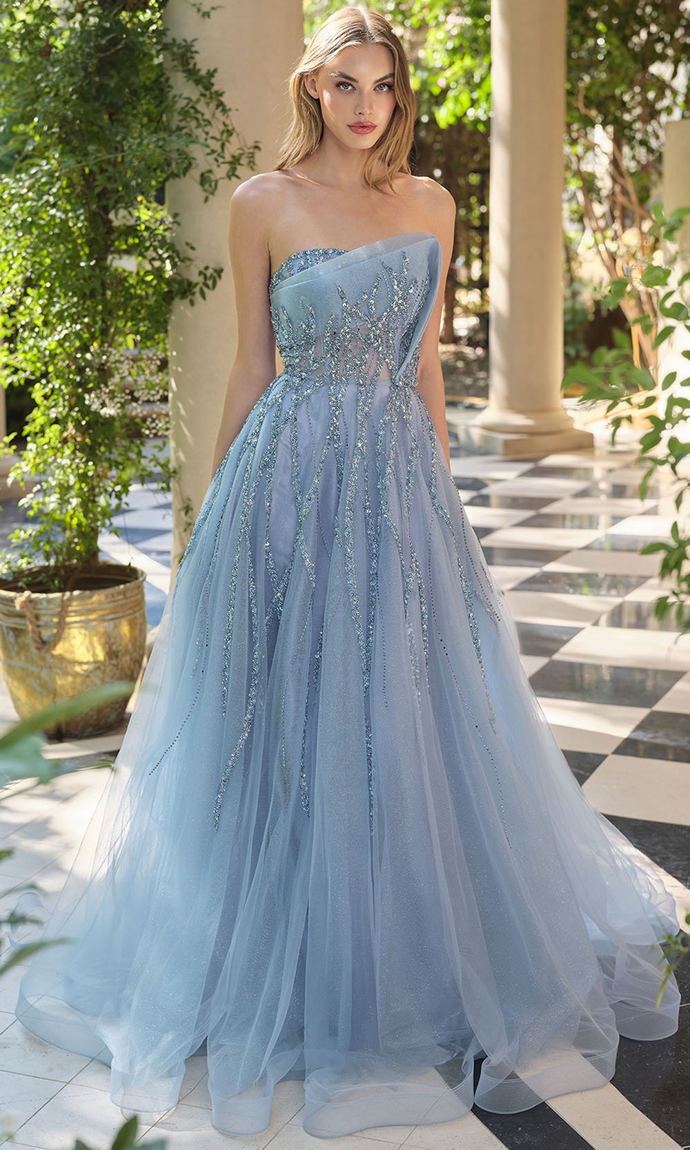 Andrea and Leo A1491 - Beaded A-Line Skirt Evening Gown - Silhouette Dresses