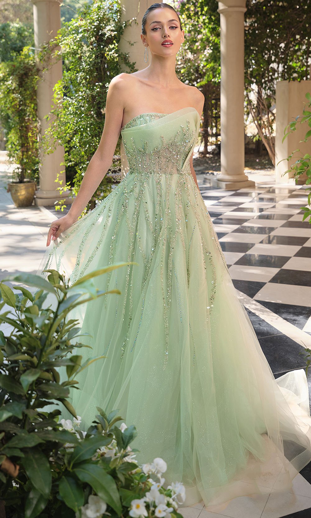 Andrea and Leo A1491 - Beaded A-Line Skirt Evening Gown - Silhouette Dresses