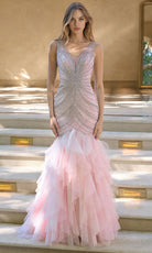 Andrea and Leo A1493 - Sleeveless Tiered Tulle Mermaid Gown - Silhouette Dresses