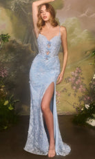 Andrea and Leo A1499 - Bow Accent Floral Lace Evening Gown - Silhouette Dresses