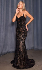 Andrea and Leo A1499 - Bow Accent Floral Lace Evening Gown - Silhouette Dresses