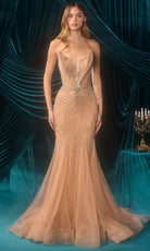 Andrea and Leo A1501 - Structured Bodice Beaded Mermaid Gown - Silhouette Dresses
