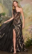 Andrea and Leo A1502 - Shimmer Tulle One Shoulder Fitted Gown