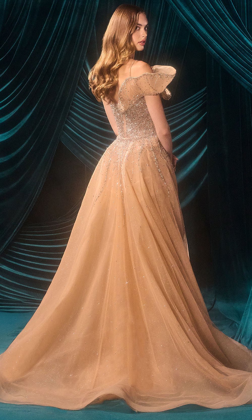 Andrea and Leo A1505 - Plunging Sweetheart Beaded Gown with Ruffle - Silhouette Dresses