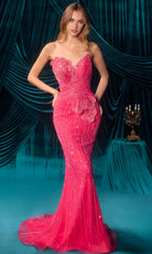 Andrea and Leo A1506 - Petal Applique Strapless Fitted Gown - Silhouette Dresses