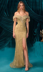 Andrea and Leo A1507 - Off Shoulder Sequin Encrusted Evening Gown - Silhouette Dresses