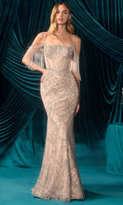 Andrea and Leo A1510 - Cold Shoulder Beaded Ornate Gown - Silhouette Dresses