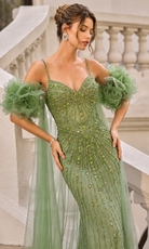 Andrea and Leo A1515 Crystal Beaded Detachable Cape Dress