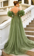 Andrea and Leo A1515 Crystal Beaded Detachable Cape Dress