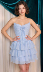 Andrea and Leo A1521 Rosette Accent Tiered Cocktail Dress
