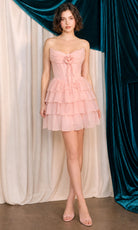 Andrea and Leo A1521 Rosette Accent Tiered Cocktail Dress