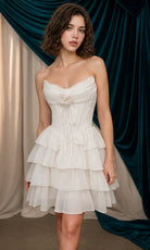 Andrea and Leo A1521 Rosette Accent Tiered Cocktail Dress