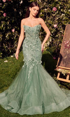 Andrea and Leo MA101 - Appliqued Mermaid Evening Gown - back view