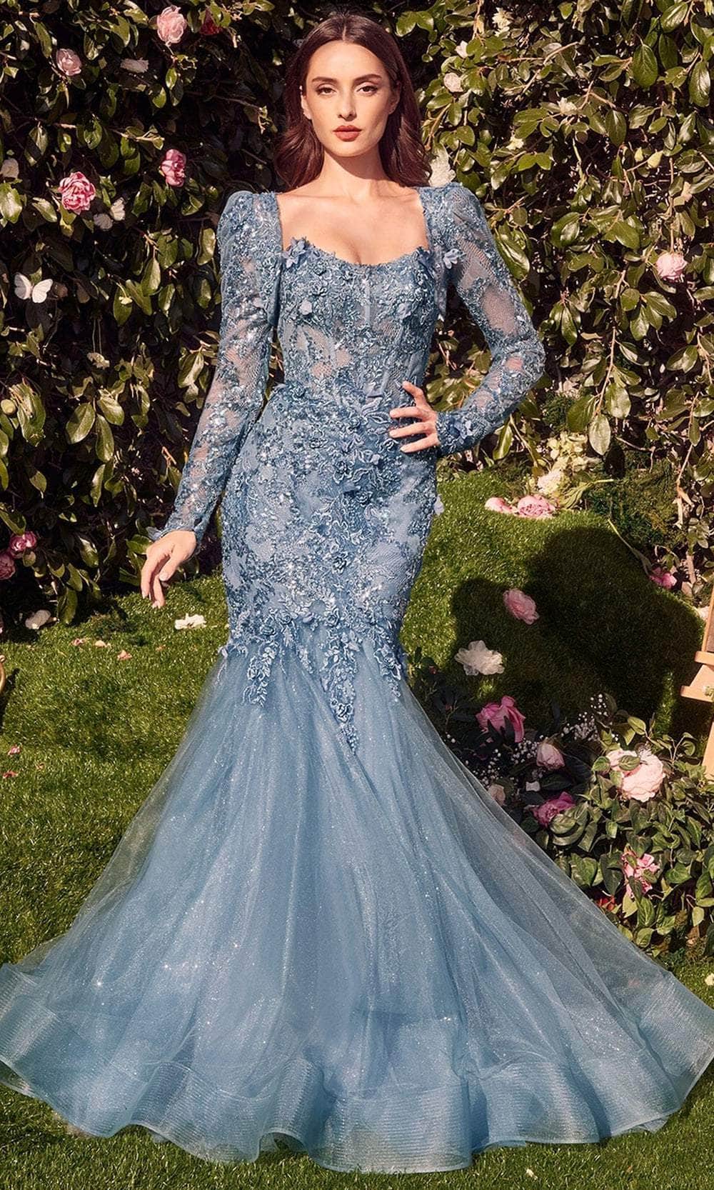 Andrea and Leo MA101 - Appliqued Mermaid Evening Gown - detail view