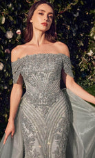 Andrea and Leo MA103 - Off Shoulder Applique Long Gown - detail view