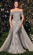 Andrea and Leo MA103 - Off Shoulder Applique Long Gown - Silhouette Dresses