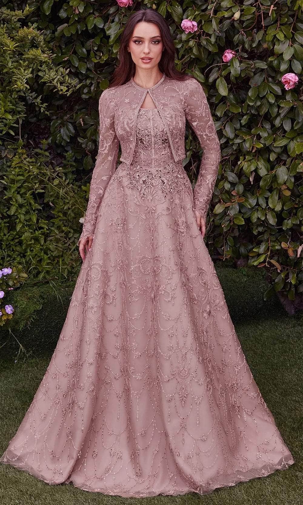Andrea and Leo MA104 - Embroidered Bolero Evening Dress - back view